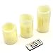 3 pcs Set Ivory Wax Flickering Flameless Color-Changing Candles Glowing LED Pillar w/ Remote Control, Valentine Party Decoration Centerpieces Weddings 6, 5, 4 inch