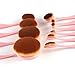 BeautyKate 10 Pcs Pink Toothbrush Oval Makeup Brushes Set Foundation Blush Powder Contour Eyeshadow Lip Curve Oval Brush Kit