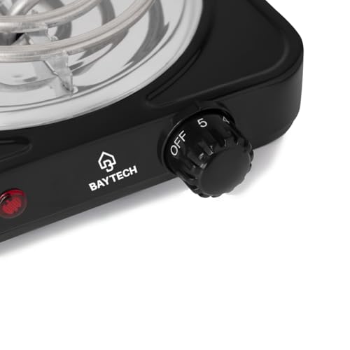 Fogareiro Elétrico Espiral 1 Boca 1000W Portátil BAYTECH (Preto, 220V)