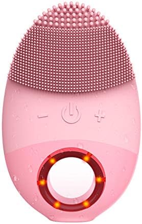 Lxmhz Sonic Waterproof Facial Cleansing Brush Silicone Face Scrubbers USB Rechargeable Facial Cleansing System for Face Cleaning and Polishing,Pink