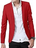 XTX Men's One-Button Solid Color Trim Fit Blazer Suits L Red