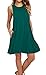 AUSELILY Women's Sleeveless Pockets Casual Swing T-Shirt Dresses (M, Dark Green)