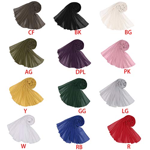 MEIYIN Muslim Women Hijab Silver Hot Drill Beaded Head Cover Scarf Chiffon Shawl Wraps