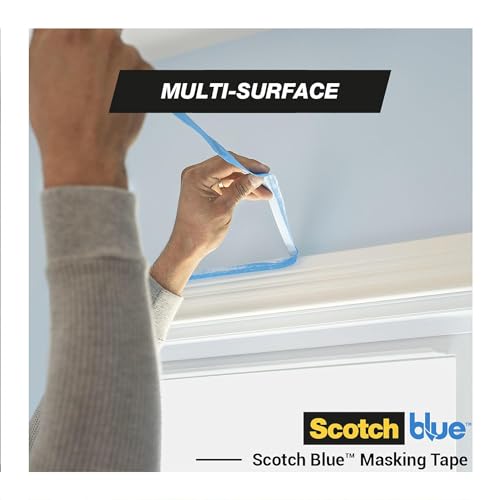ScotchBlue Multi-Surface Premium Masking Tape, 36 mm x 41 m, 4 Rolls/Case - Scotch Adhesive Blue Painters Tape, For Painting and Decorating, Indoor & Outdoor, Sticks Well, 100% PEFC