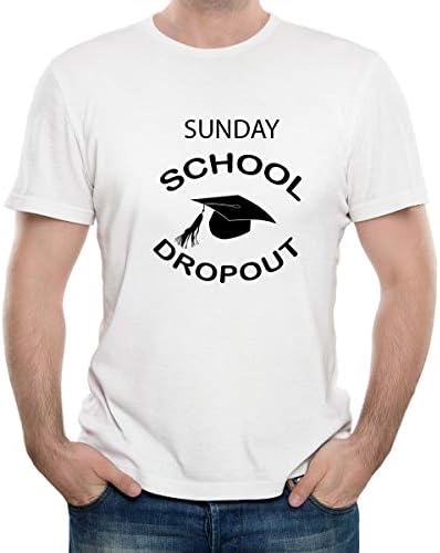 Ritzees Unisex Male Female Kids Micro Poly Printed White T-Shirt On Sunday School Dropout