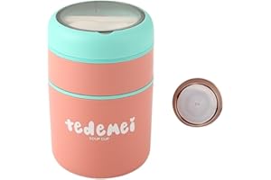 24 oz Insulated Food Jar, 316 Stainless Steel Vacuum Insulated Lunch Container with Handle & Foldable Spoon for Hot & Cold So