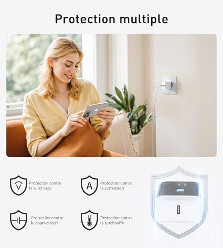 30W Chargeur USB C Rapide for iPhone 17 16 15/17 16 15 Pro/17 16 15 Pro Max/17 Air/16 15 Plus/iPad Pro/Mini/Air, Samsung Galaxy S25/S24,Type C Charge Secteur Prise avec 2M Câble