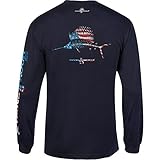 Hook & Tackle Men's American Sailfish Long Sleeve Sun Protection Fishing Shirt (Large, Navy)