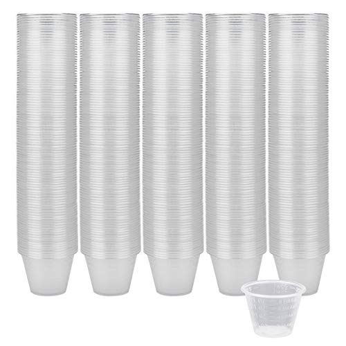 Yarlung 500 Pack 1 Oz Plastic Medicine Cup, Disposable Clear Graduated Cups with Volume and