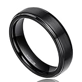 Black Titanium Band For Men Women Step Edge Wedding Ring Comfort Fit