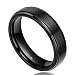 Black Titanium Band For Men Women Step Edge Wedding Ring Comfort Fit