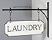 Silvercloud Trading Co. Rustic Hanging Double-Sided Laundry Embossed Black on White Enamel Metal Sign with Bracket - Mudroom Wall Decor - Room Label