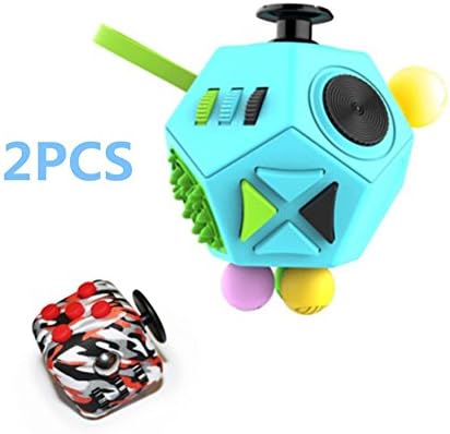 Taold 2 Pcs Relieve Stress Anxiety Fidget Dice II and Fidget Dice I Toys Set (A Blue Red)