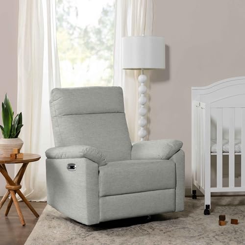 Davinci Suzy Electronic Swivel Recliner with USB Port in Frost Grey, GREENGUARD…