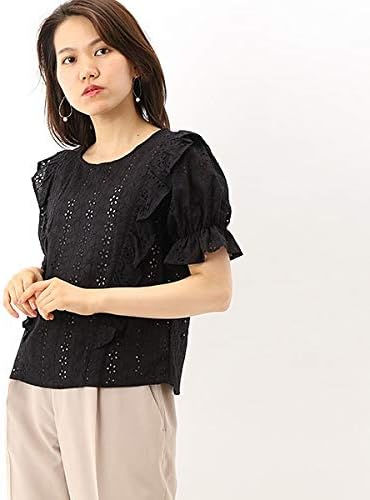 Amazon イング Ingni フリルコットンレースブラウス クロ M シャツ ブラウス 通販