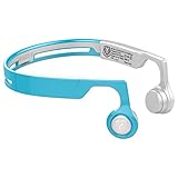 Ear Shield Bone Conduction Headphones Wireless Bluetooth Stereo Headset Over Ear Sweatproof Earphone for Outdoors Sports (Blue+White)