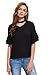 MakeMeChic Women's Choker V Neck Top Ruffle Short Sleeve Blouse #Black L