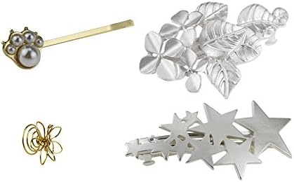 Women Hair Jewelry Accessories Gold Fine Hair Bows Barrettes Hair Clips Set (4pcs) Women Hair Accessories Valentine's Day Gift