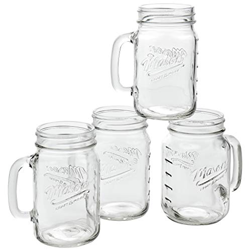 Mason Craft & More Drinkware Collection- Durable Glass Leak Proof Beverage Glassware,6 Piece Drinkware Set with Stand
