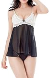 Ruzishun Women's sexy lingerie chiffon and lace Sleepwear Underwear