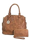 Zzfab Leatherette Triple Compartments Satchel Purse
