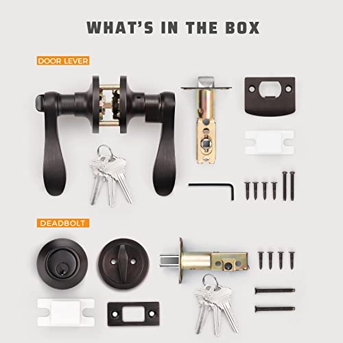 KNOBWELL 3 Pack Front Entry Door Handle Lock Set with Single Cylinder