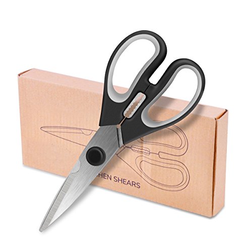 Kitchen Scissors Black, Ultra Sharp Multi-functional Kitchen Shears Come Apart Heavy Duty Non-slip Handle Shears for Cutting Meat, Poultry, Fish, Vegetable (Black) - Thumbnail 6