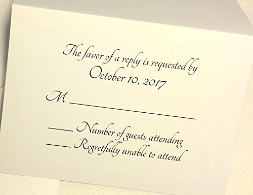 50 Custom RSVP Response Cards with Envelopes. Ivory Cards with Elegant Raised Panel Edging. Personalized Wedding, Anniversary, Party RSVP. Several Font Choices. Fold Tent Style. (Modern Flair)