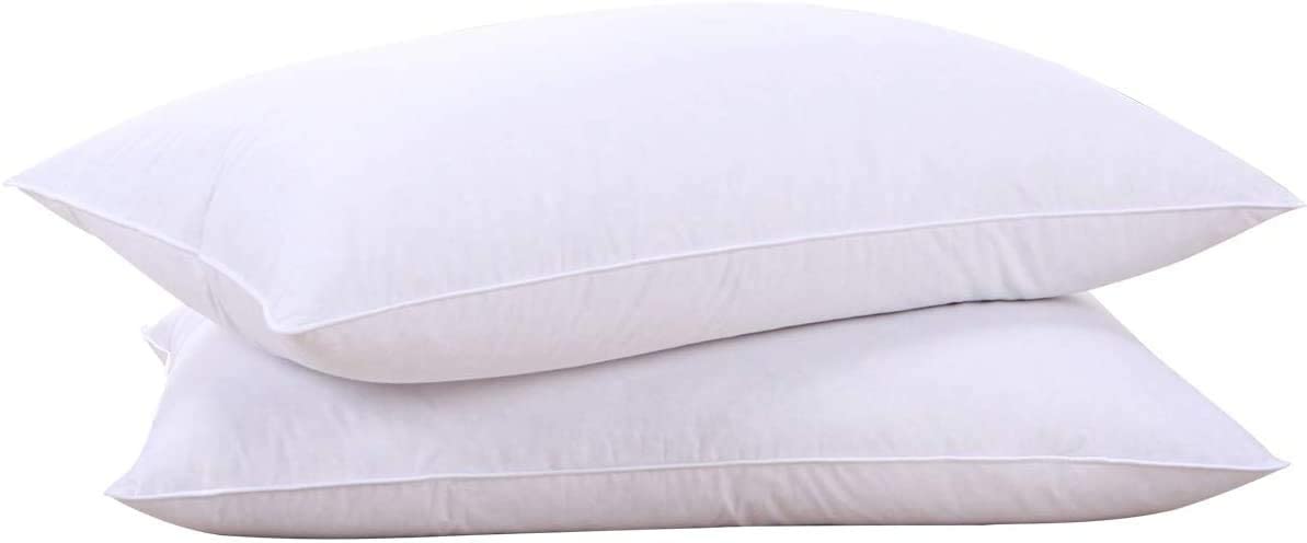 Photo 1 of puredown® Goose Feathers and Down White Pillows with 100% Soft Cotton Cover, Bed Sleeping Hotel Collection Pillows Set of 2 King Size