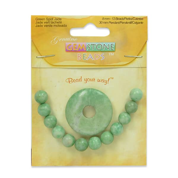 Expo International 6 Packs of Spotted Jade Pedant with 8mm Beads-Green-13 pcs.…