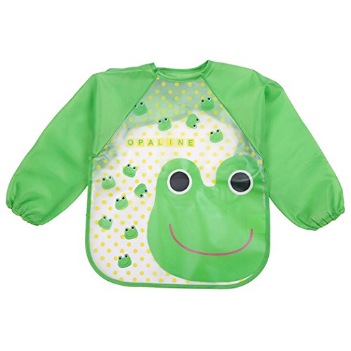Aniwon 4Pcs Infant Toddler Baby Bibs with Sleeves Waterproof Bibs Long Sleeved Bibs, 1-5 Years Old - Thumbnail 3
