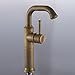 Vintage Deck Mount Single Hanle Control Single Hole Mixer Taps Swivel Lavatory Basin Taps Basic Style Antique Brass Tall Spout Vessel Bathroom Faucet (# 4)