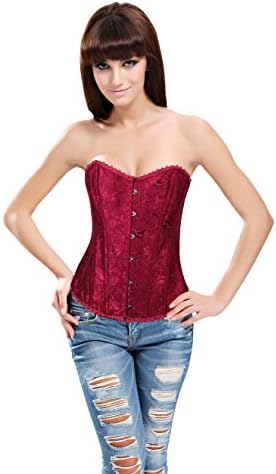 Reteron Women's Strapless Satin Sexy Strong Boned Overbust Corset