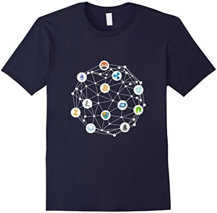 Mens Cryptocurrency Network T-Shirt 2XL Navy