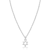 Alef Bet by Paula Tiny Jewish Star of David Necklace