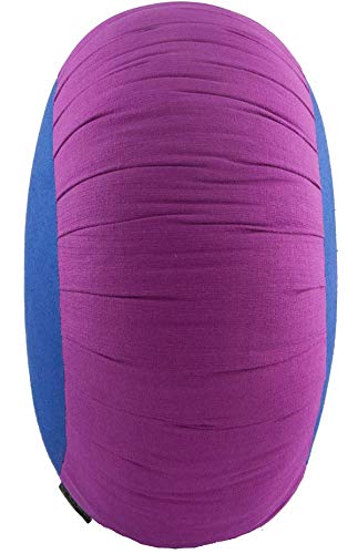 Zafuko Round Meditation Cushion (Zafu) for Yoga, Pranayama (Breathwork), Floor Support with Handle for Travel, Home Décor, Made of Organic Kapok - Fuchsia/Dark Blue