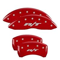 MGP Caliper Covers 12162SRT1RD Red Powder Coat Finish Engraved Front/Rear RT Caliper Cover, (Set of 4)