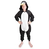 Emolly Fashion Kids Animal Penguin Pajama Onesie - Soft and Comfortable with Pockets (10, Blk)