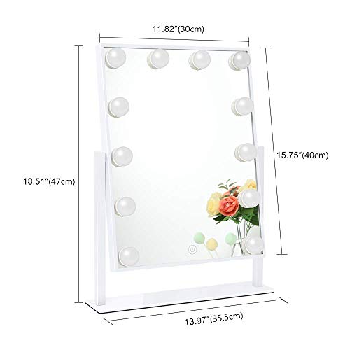 Chende Lighted Vanity Mirror with Dimmable LED Bulbs, Hollywood Style