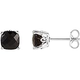 Solid 925 Sterling Silver Onyx Stud Earrings (6mm x 6mm)