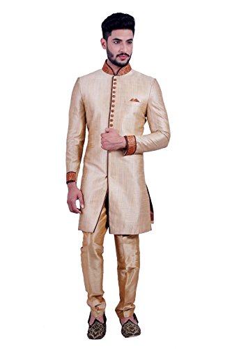 Daffodil Gold Indian Wedding Indo-Western Sherwani for Men (Best Sherwani Designs For Groom)