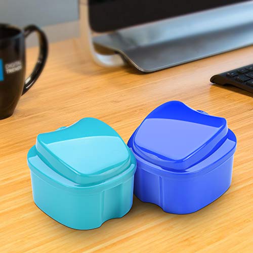 image for Beautyflier Pack of 2 Denture Bath Case with Strainer, Retainer Cleani