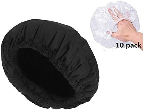 Locisne Cordless Deep Conditioning Thermal Heat Cap, Microwavable Steaming Haircare Mask Therapy, Oil Treatments, Flaxseed Seed Interior for Maximum Heat Retention, Soft Natural Plush Cotton (Black)