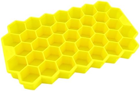 Silicone Ice Cube Tray Ice Tray Molds Washable Easy Pop Maker 37 Cubes (Yellow)
