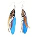 Nature Feather Earring Cute Handmade Goose Feather Super Light Boho Dangle Earrings for Women Girls Valentine's day Mother's day Gift