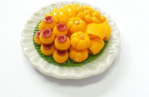 Miniatures Food : Realistic Thai Food Collection : Thai Auspicious Dessert on Ceramic Plate , 2 Inches approx. by Kantiya