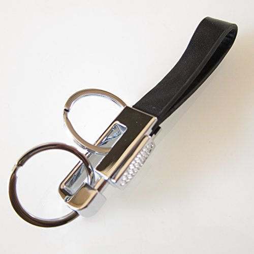 LU2000 Collections Home Outdoors Boutique Genuine Leather Valet Elegant Key Chain Safe & Durable, 2 Detachable Keychain (Black)