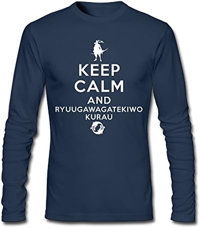 Men's Keep Clam And RyuuGaWagaTekiWoKurau Long-Sleeve T-shirt Navy S