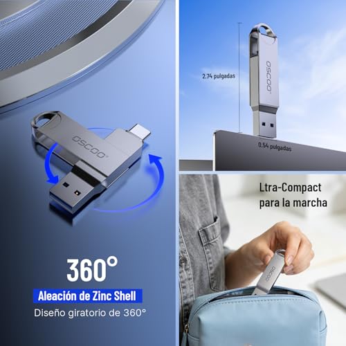 256GB USB Flash Drive, USB 3.1 Gen 1 Dual USB-C and USB-A, Portable Thumb Drive for iPhone 15/16/17, Mac, Android Phones, Tablets, Laptops, Mac, Windows - Backup