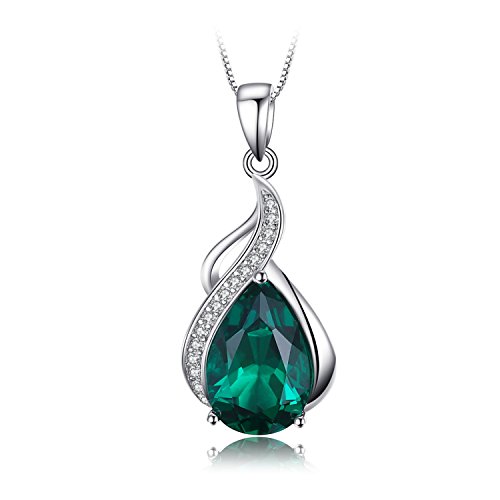 JewelryPalace Women's 2.7ct Green Nano Russian Simulated Emerald Pendants Necklaces 18 925 Sterling Silver